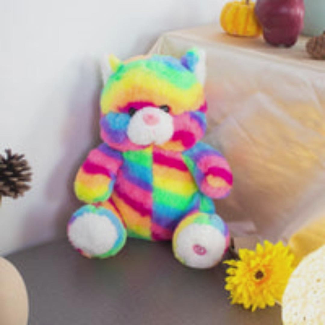 Light up Rainbow Cat Stuffed Animal Cute LED Glowing Kitty Wildlife Animal Soft Plush Toy with Night Lights Lullaby Gifts Decors for Toddlers Kids,11"