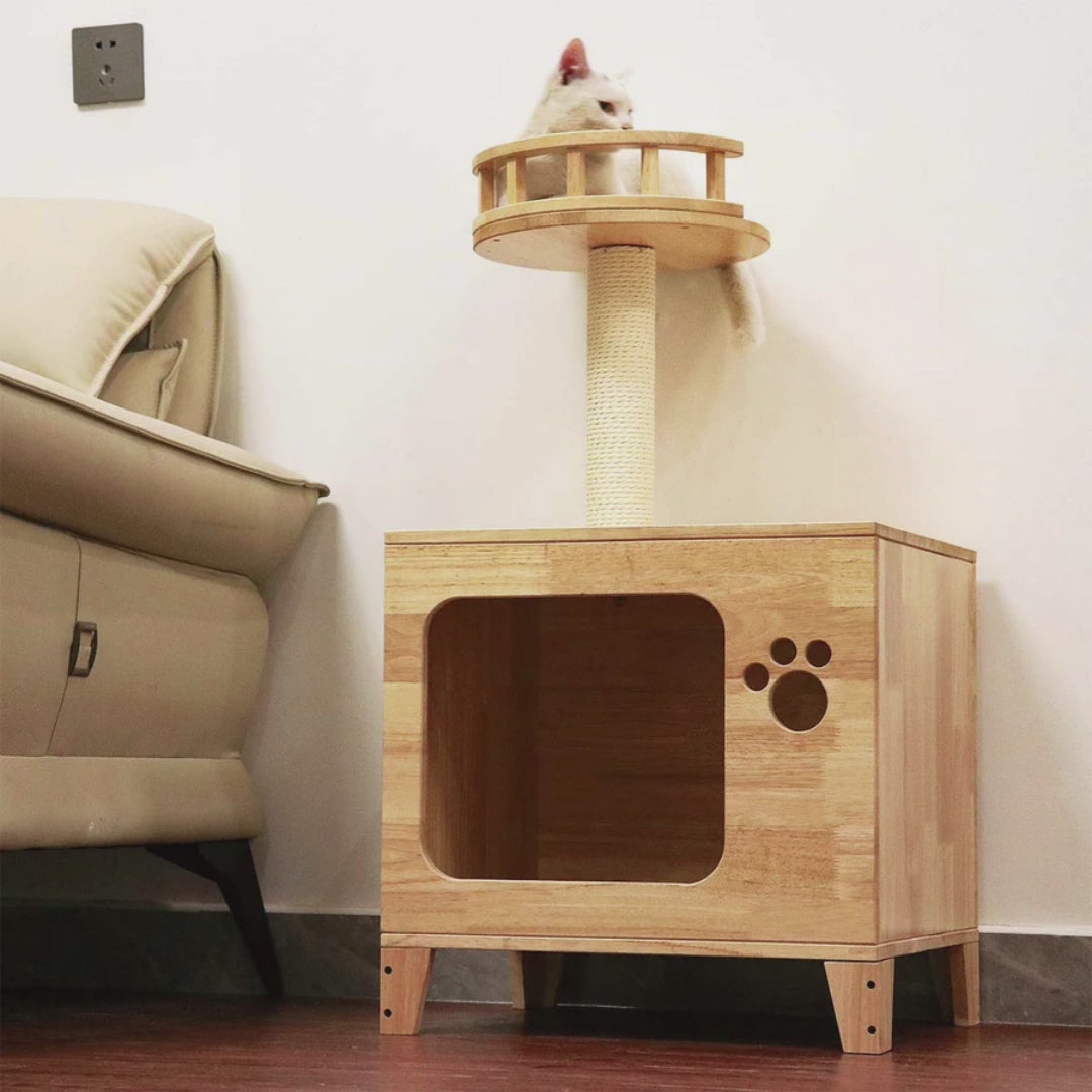 PETOMG Cat House, Cat Condo, TV Cat Bed, Cat Scratcher| Kumipuu 0,81m