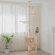 PETOMG Cat Tree Floor to Ceiling, Rubber Wood, No Drilling, Adjustable Height(89.4'' - 109'')