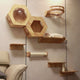 Hexagonal Wall-Mounted Cat Furniture Set | Stylish Modular Design | Sturdy Sisal Scratching Post | Ideal for Multi-Cat Homes